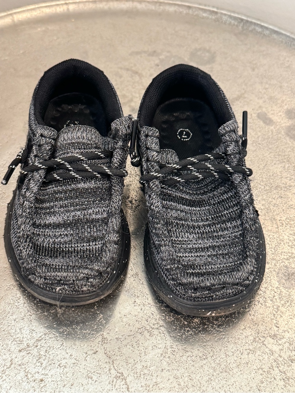 NWOT: Kids Hey Dude Black Knit Slip-On Shoes